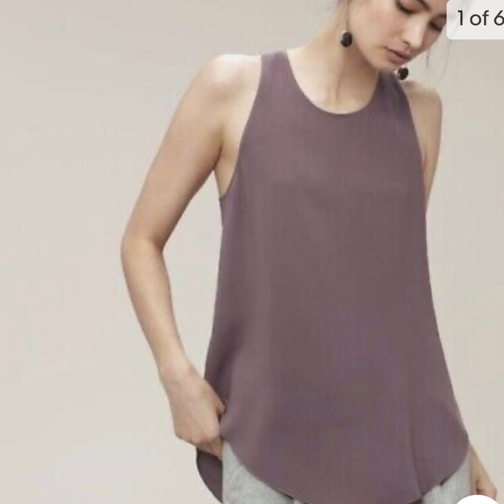 Aritzia Wilfred| Top Sevres Blouse Mauve U-Hem Sleeveless Racerback